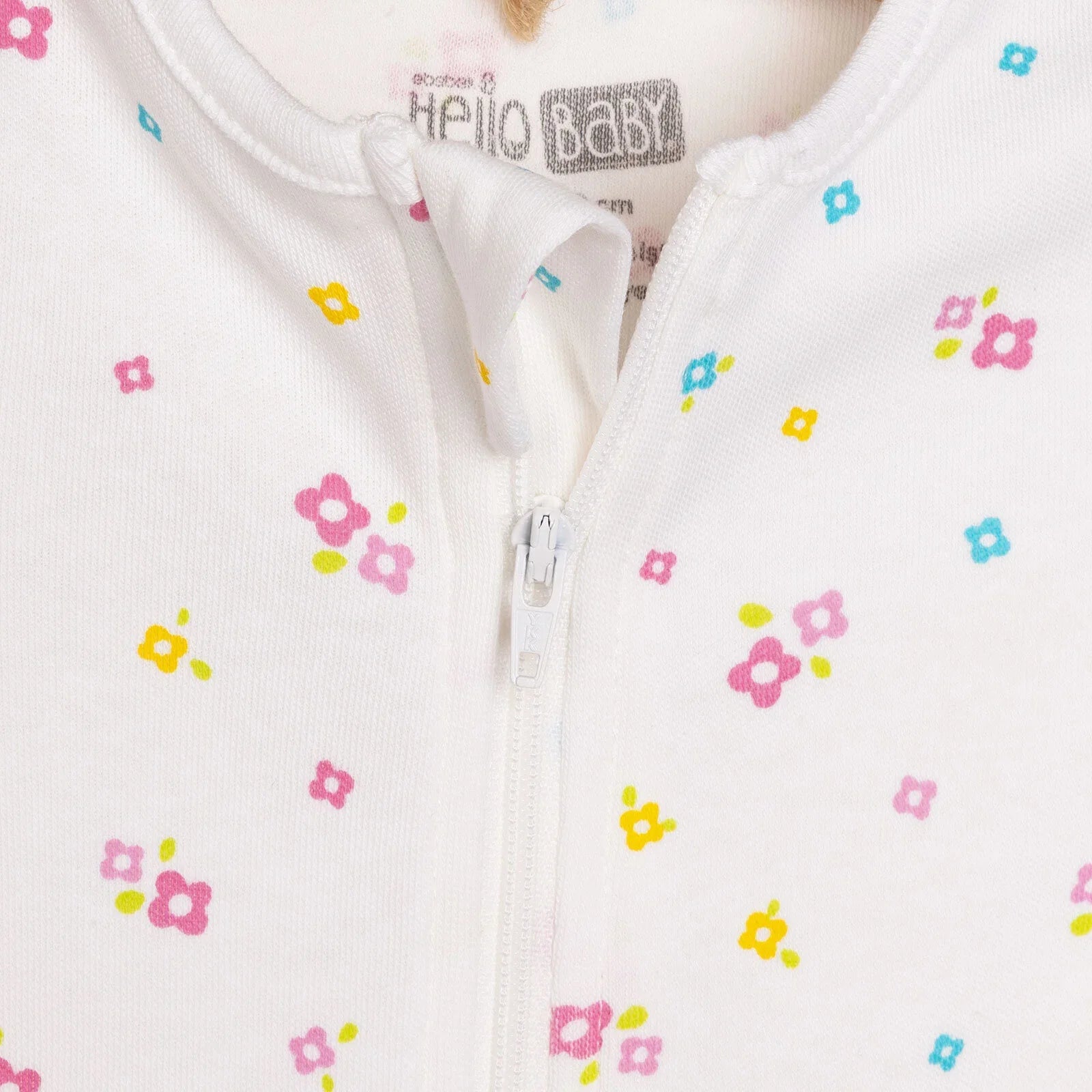 HelloBaby Newborn Girl Footed Jumpsuit - Ecru