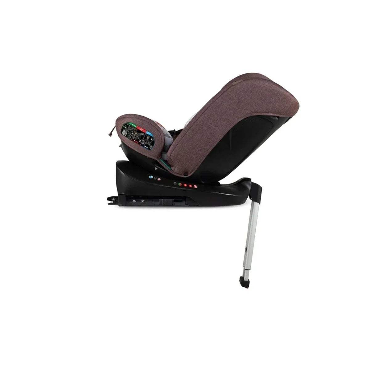Cosatto group 0-1-2-3 car seat, brown side view with recline position
