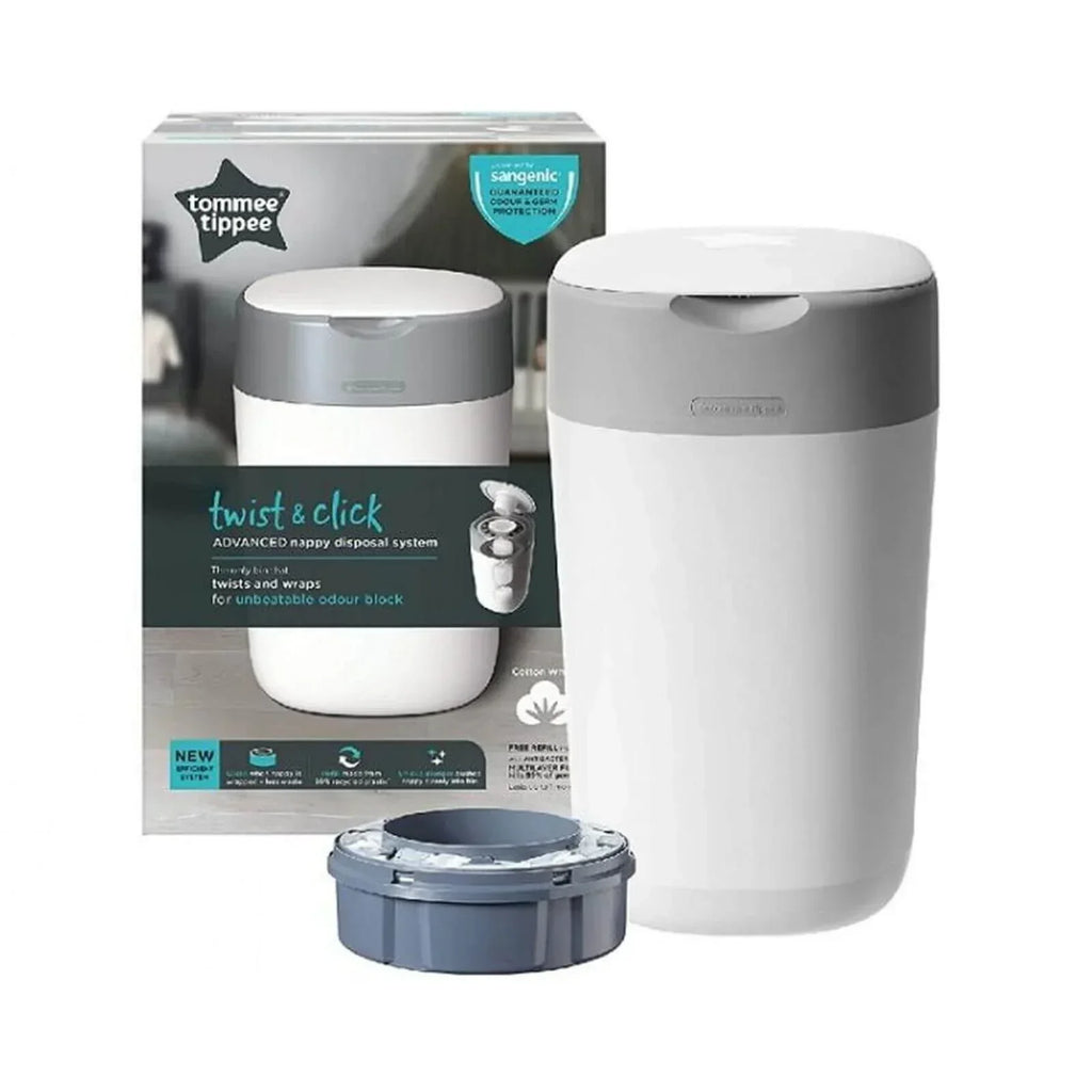 Tomme Tippee Twist & Click Nappy Disposal Tub - White - Bobobiy