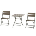 3 Piece Foldable Garden Bistro Set Patio Furniture Set with Table and 2 Chairs for Conservatory Balcony Terrace, Grey - Bobobiy