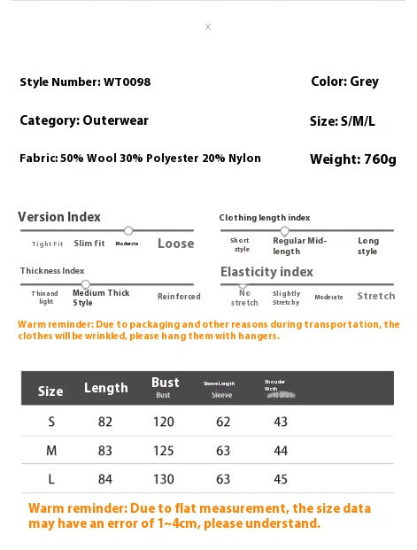 Mid-Length Double-Breasted British-Style Wool Coat