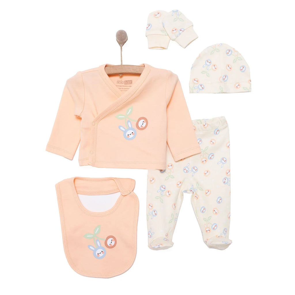 HelloBaby Girl 5 Piece Newborn Set - Salmon