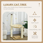 Beige cat tree with hammock perch and top scratching post