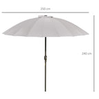 Light grey tilting parasol canopy with central pole, open overhead view