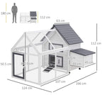 Chicken coop with run diagram showing dimensions and multi-level layout