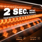 Infrared heater with glowing carbon-fiber tube and front control switches