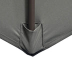 Dark grey umbrella canopy corner with fabric pocket and stitched seam detail