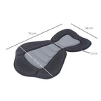 Black high-back kayak seat with gray padded panels and textured non-slip surface