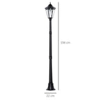 Black tall garden lamp post light with clear glass lantern and metal base