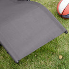 Grey woven mesh fabric on outdoor rocking chair seat