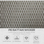 Grey PE rattan wicker weave panel with decorative feature icons