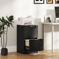 Black fluted filing cabinet with two locked stacked doors and drawers
