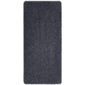 Charcoal shaggy rug, vertically shown with dark dense pile
