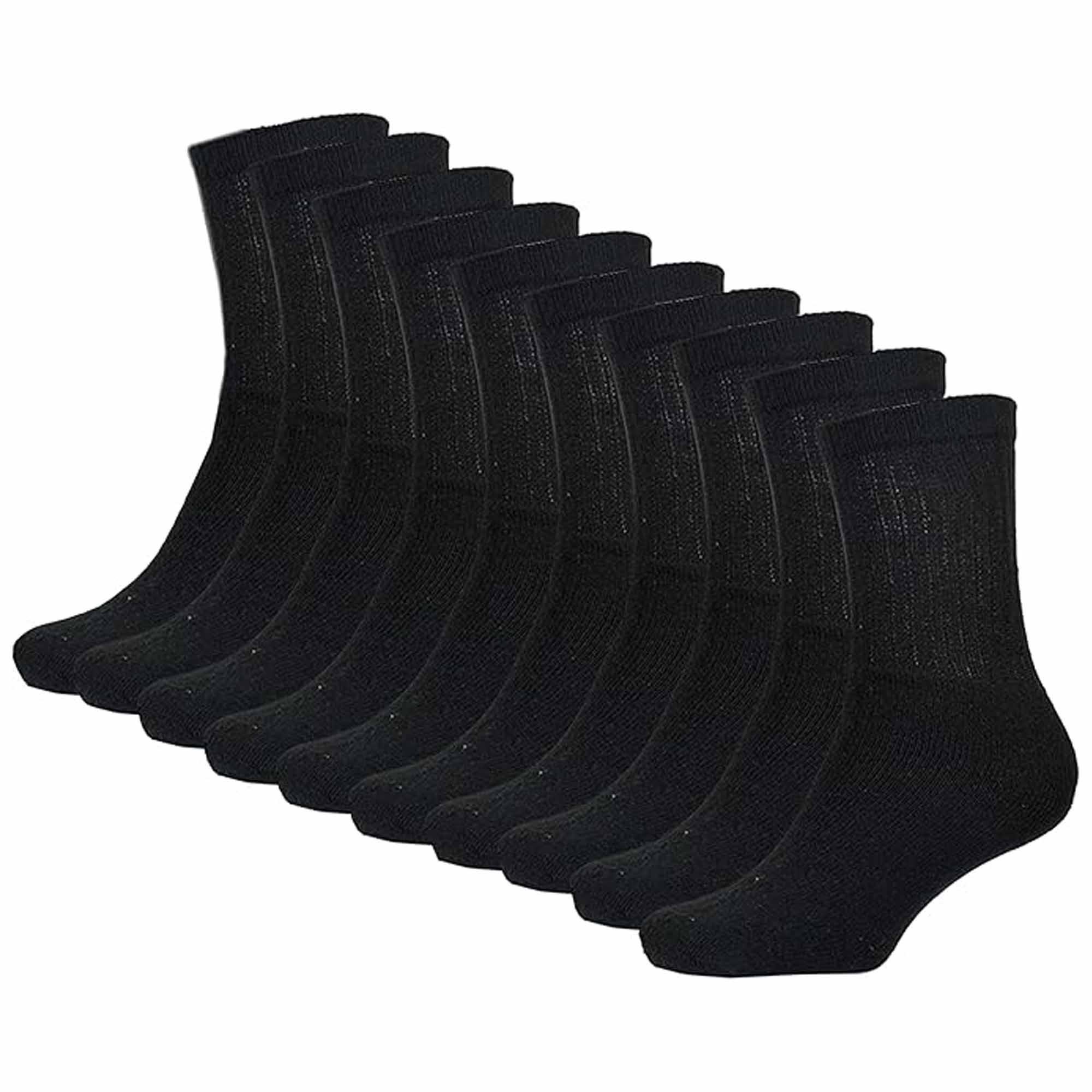 10-pairs-kids-athletic-sport-socks-cushioned-breathable-durable-for-running-hiking-football-boys-girls-anti-blister-moisture-wicking-by-sock-stack-black-4-7-years-socks-1177921906 - Bobobiy
