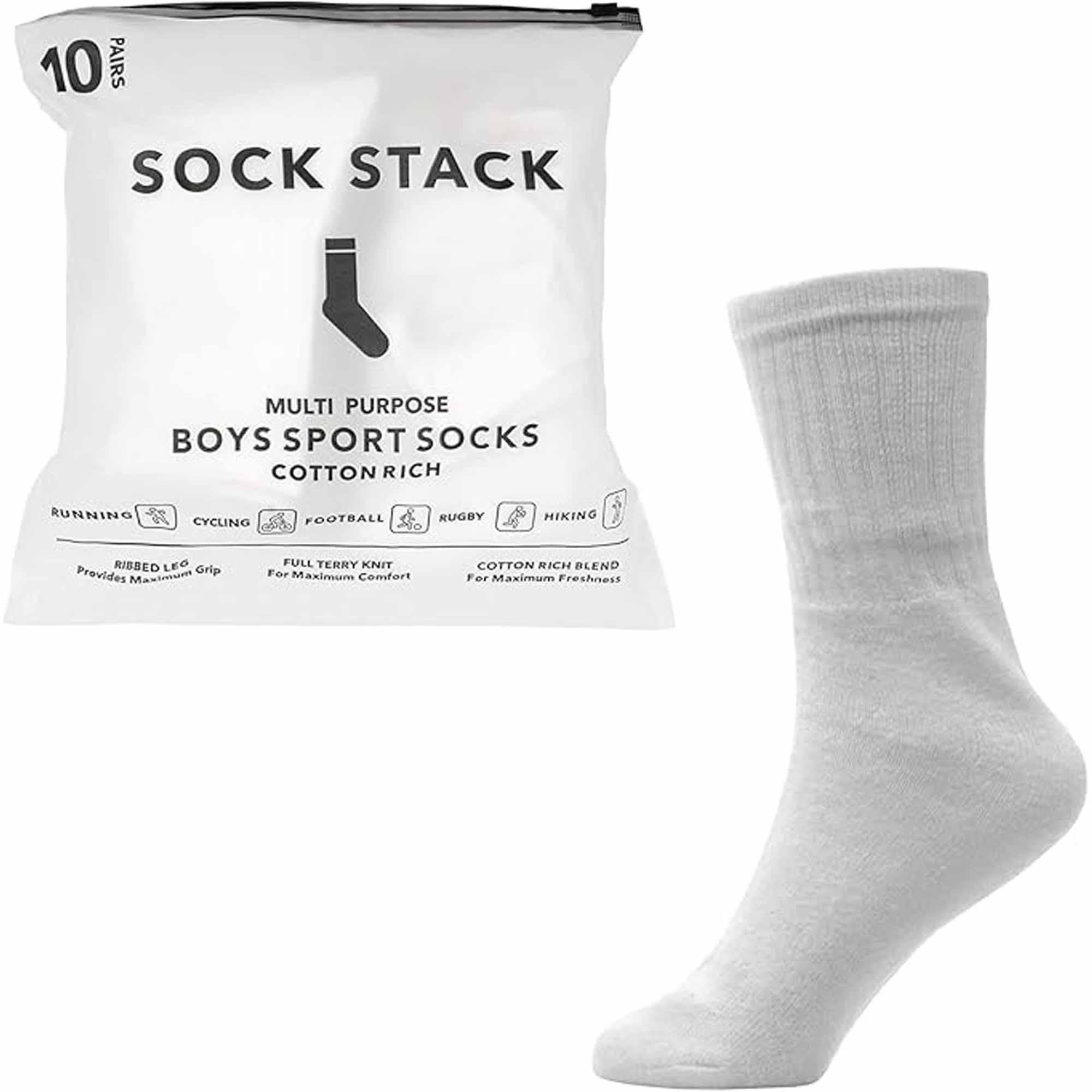10-pairs-kids-athletic-sport-socks-cushioned-breathable-durable-for-running-hiking-football-boys-girls-anti-blister-moisture-wicking-by-sock-stack-socks-1177921908 - Bobobiy