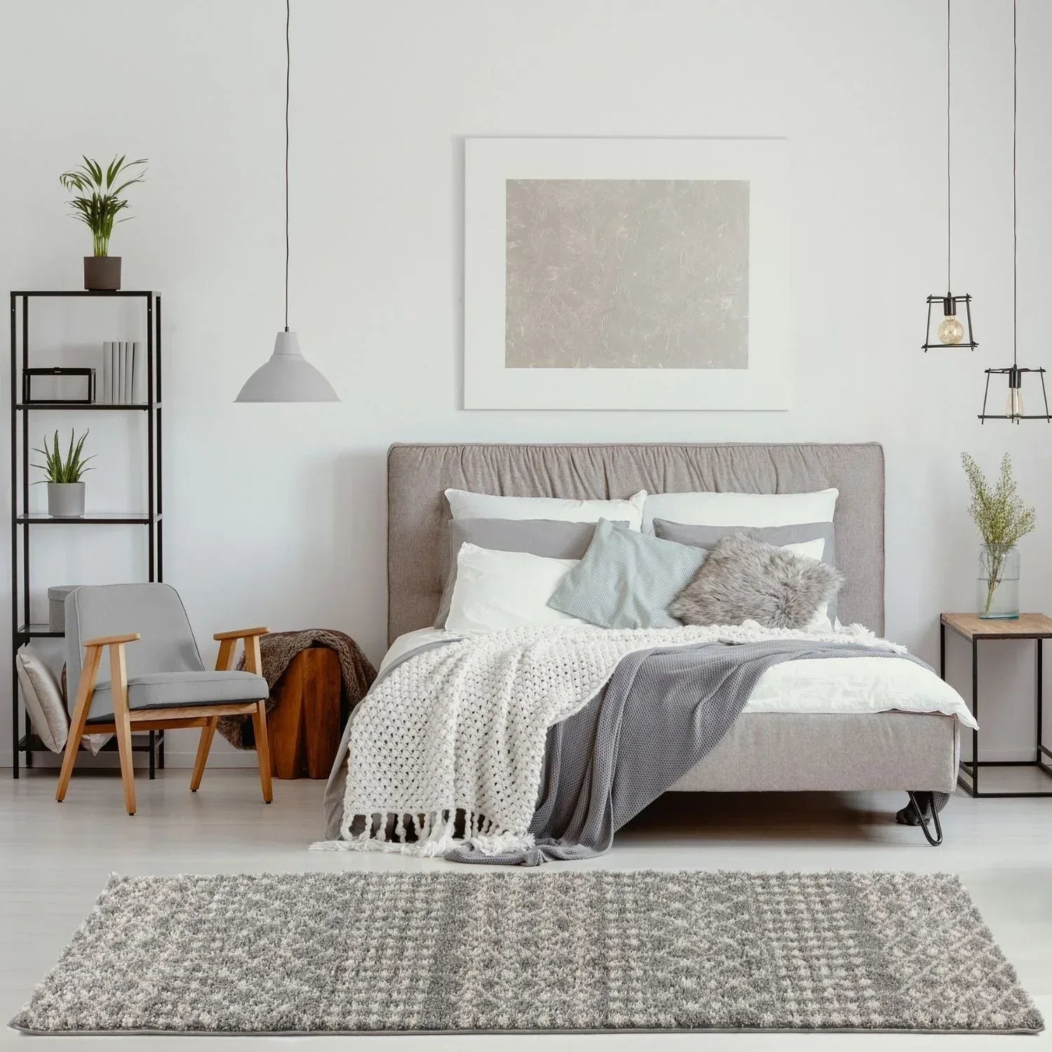1010MoroccanGreyShaggyRug-24 - Bobobiy