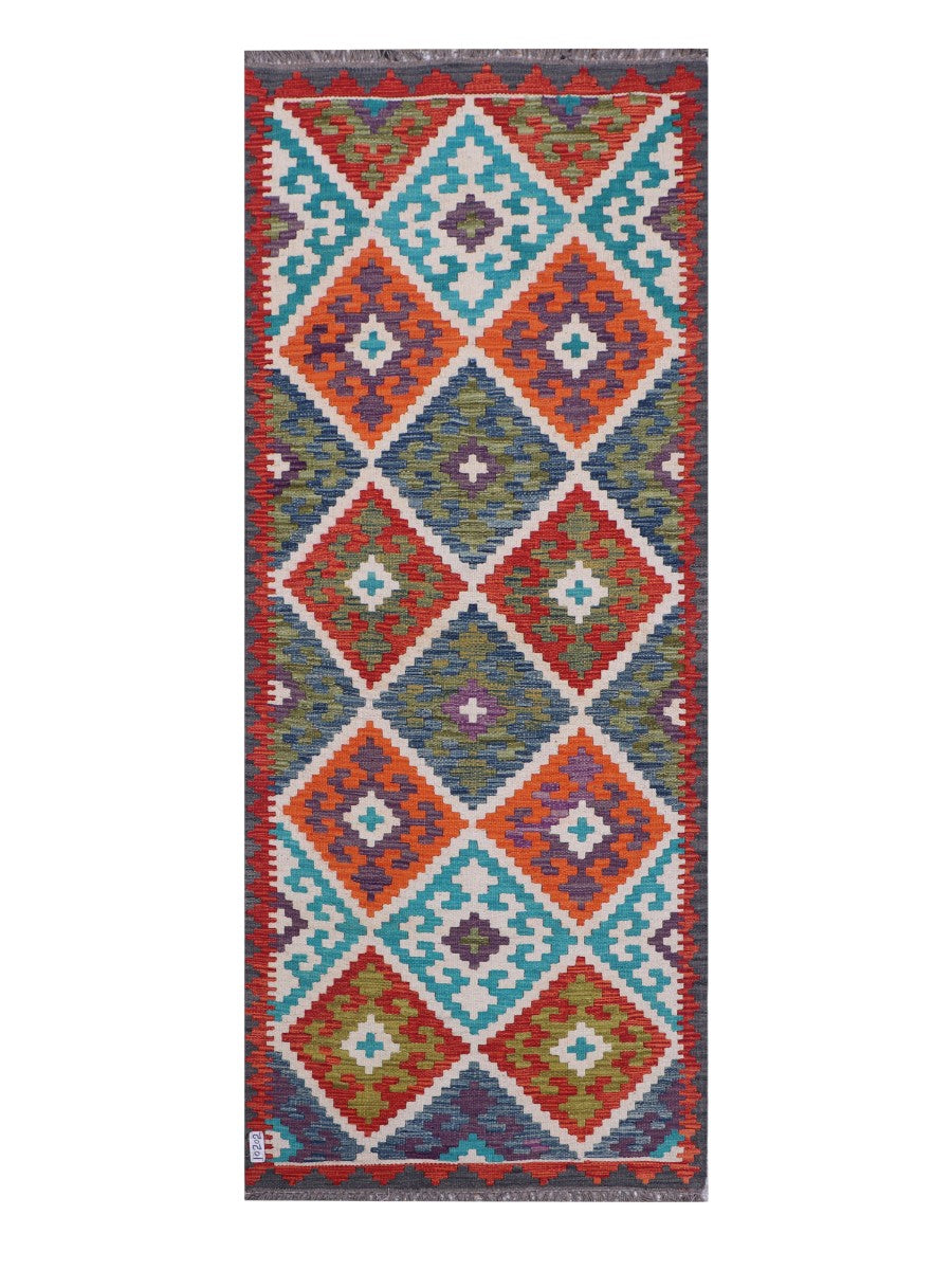 Maimana Afghanistan Kilim Rug - 206 x83 cm - Handmade