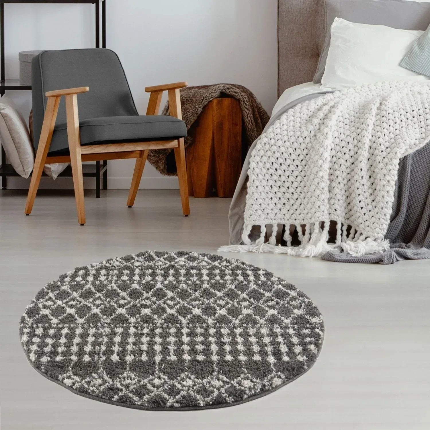 1040MoroccanDarkGreyShaggyRug-18 - Bobobiy
