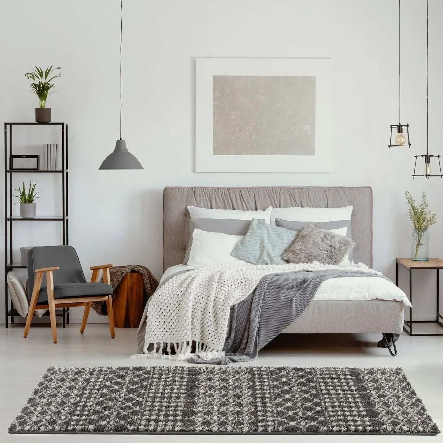 1040MoroccanDarkGreyShaggyRug-24 - Bobobiy