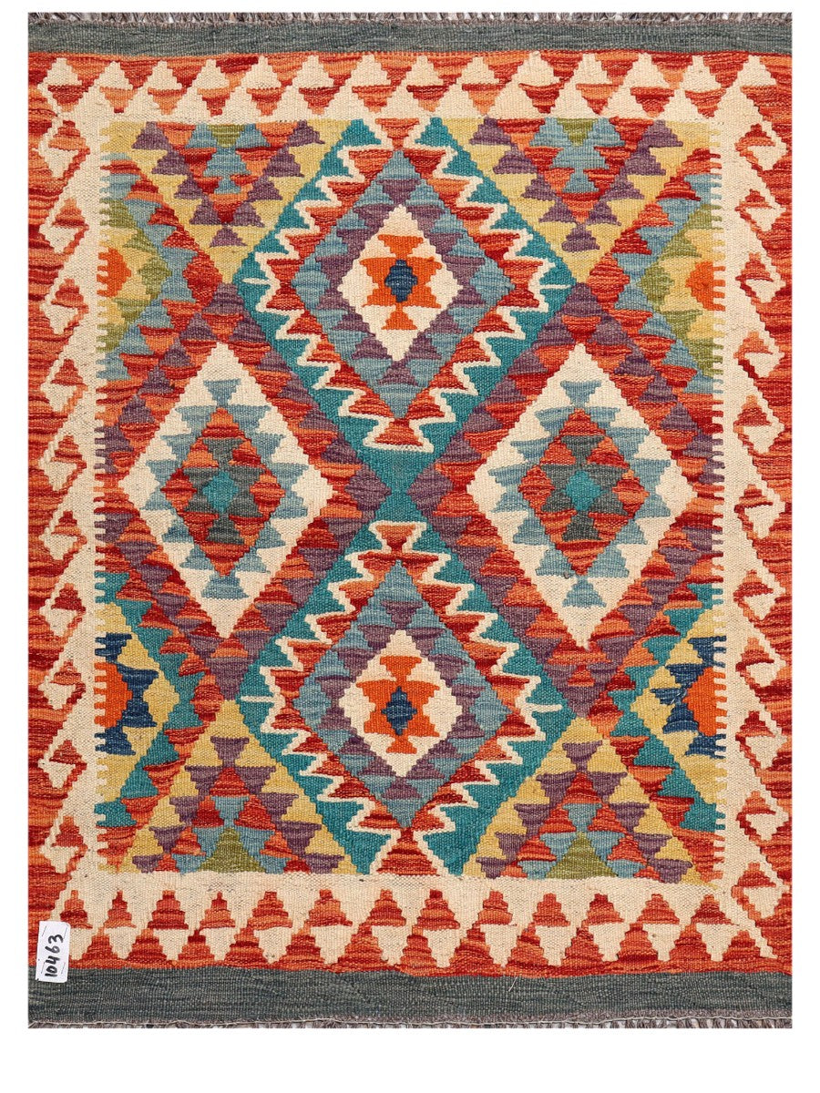 Maimana Afghanistan Kilim Rug - 112 x 88 cm - Handmade