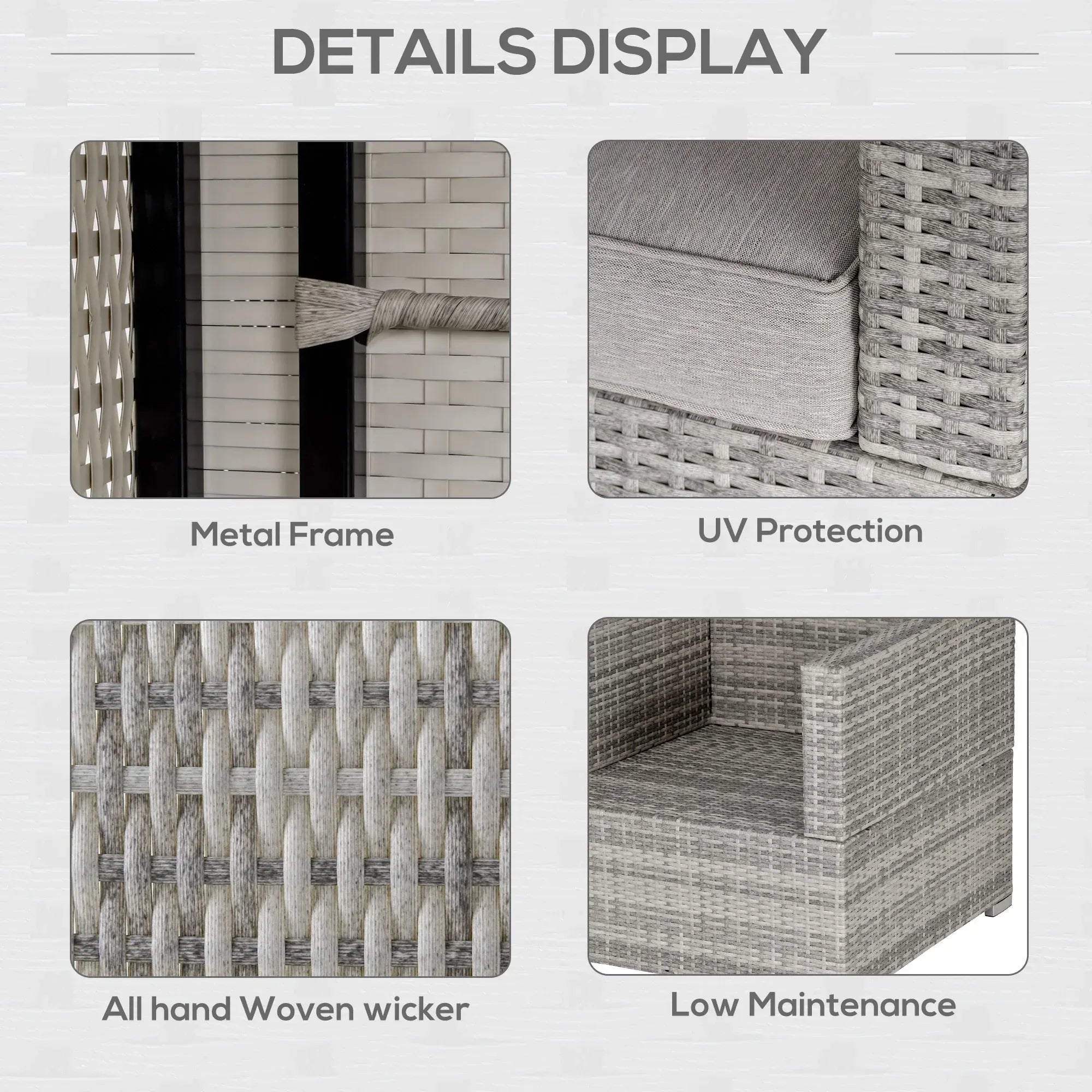 Single Seater Rattan Chair Sofa with Padded Cushions, All-Weather PE Wicker Weave Garden Armchair with Armrests, Grey - Bobobiy