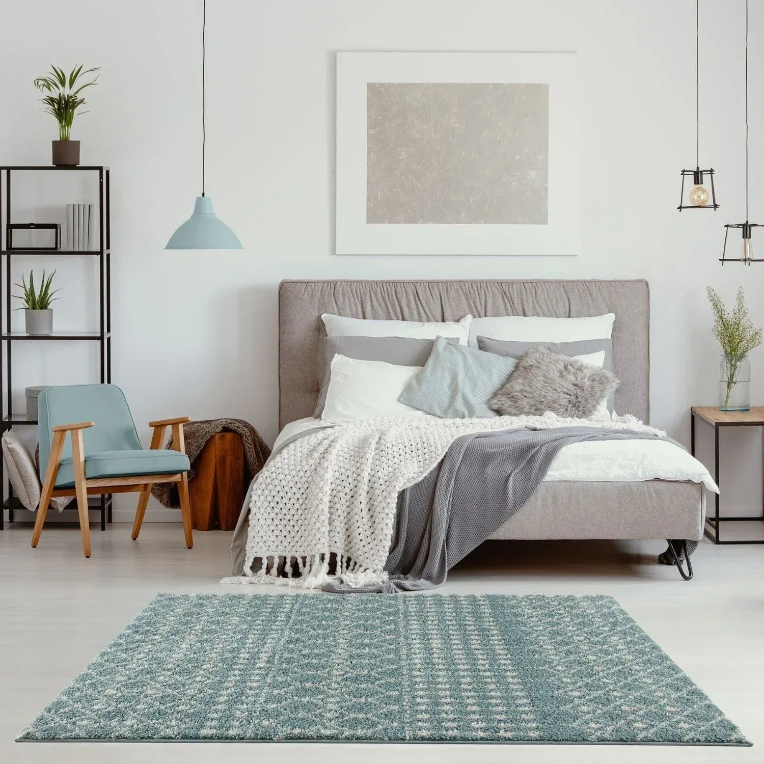 1050MoroccanDuckEggBlueShaggyRug-12 - Bobobiy