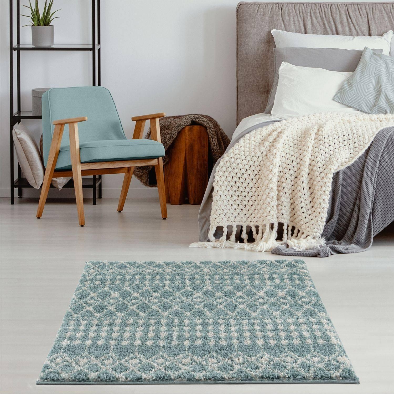 1050MoroccanDuckEggBlueShaggyRug-18 - Bobobiy