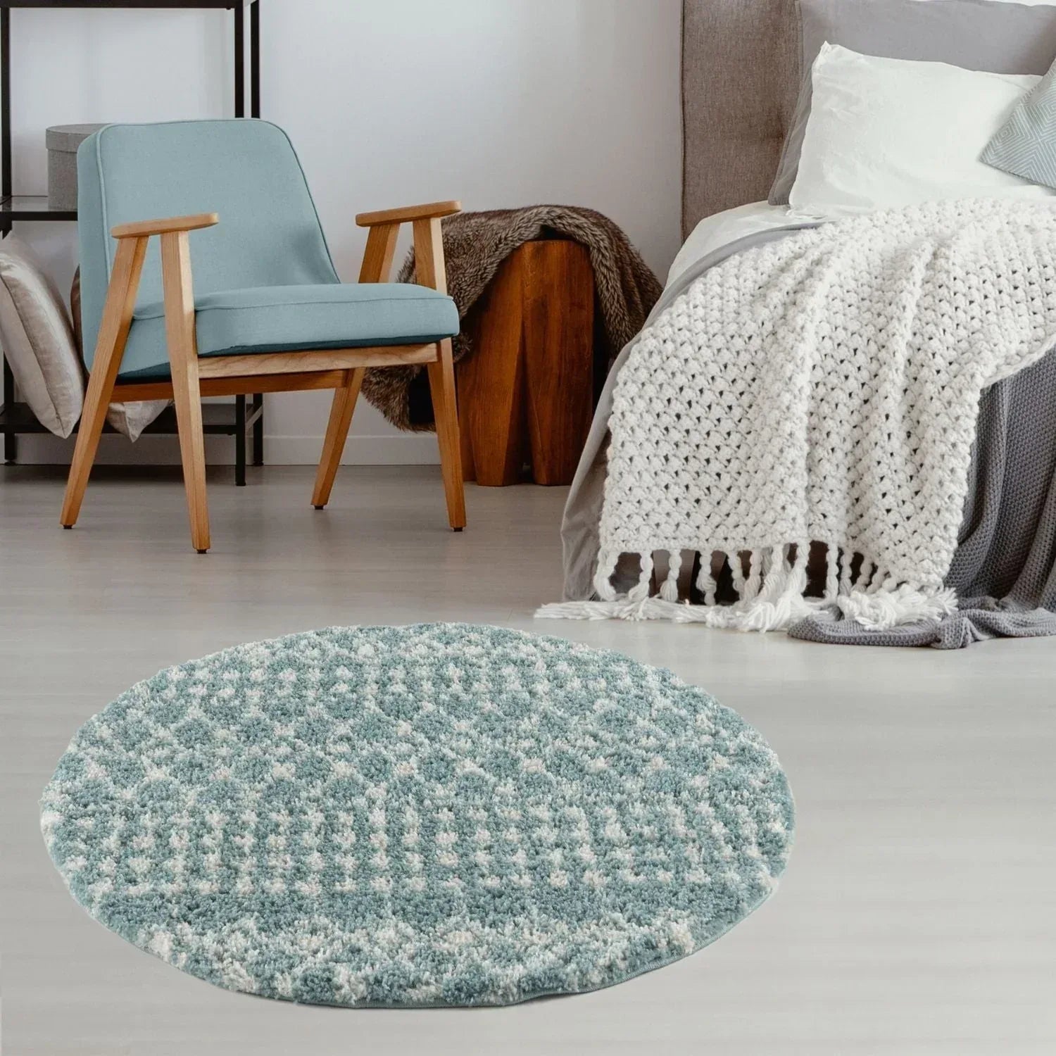 1050MoroccanDuckEggBlueShaggyRug-26 - Bobobiy