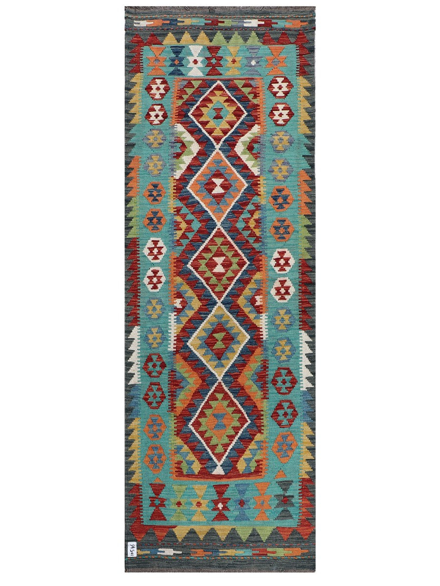 Maimana Afghanistan Kilim Rug - 244 x 82 cm - Handmade