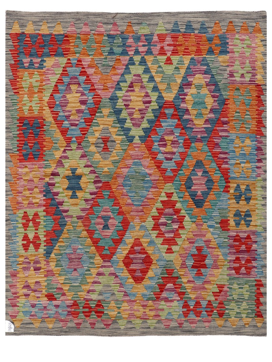 Maimana Afghanistan Kilim Rug - 191 x149 cm - Handmade