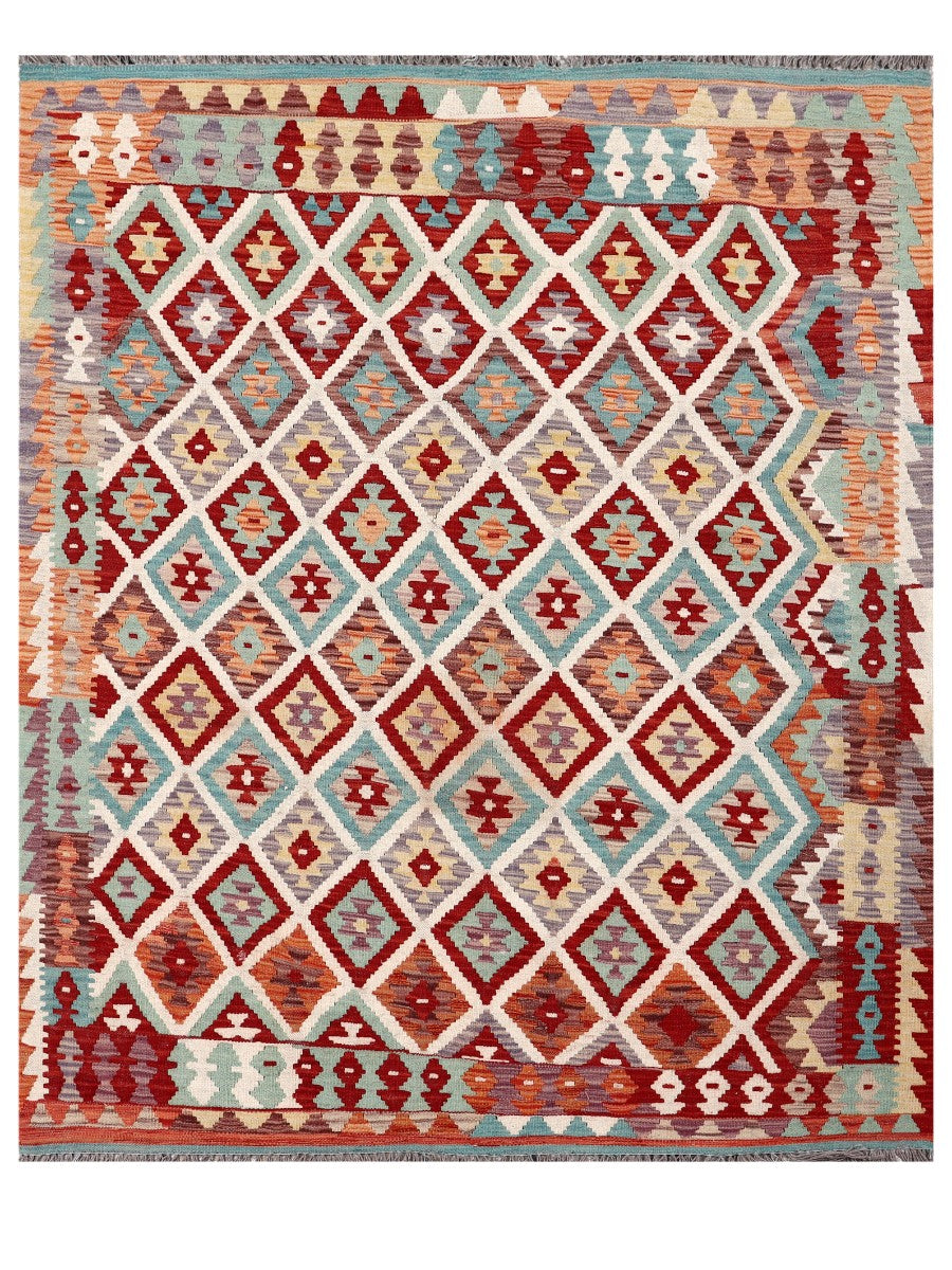 Maimana Afghanistan Kilim Rug - 191 x158 cm - Handmade