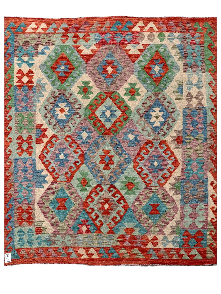 Maimana Afghanistan Kilim Rug - 194 x162 cm - Handmade