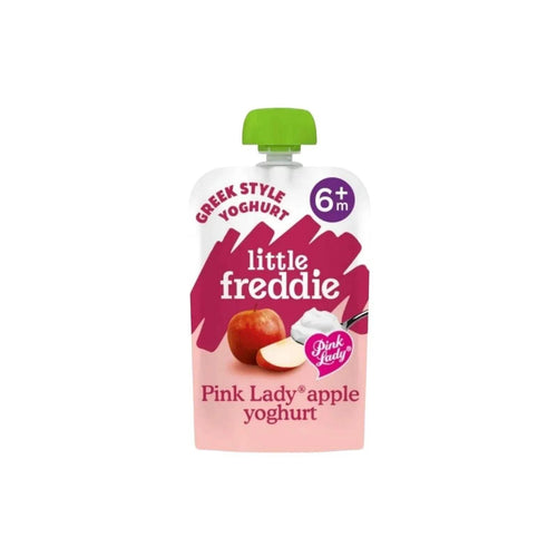 Greek-style yoghurt baby food pouch, Pink Lady apple, green cap, 6+ months