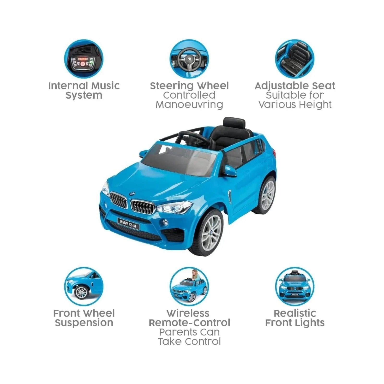 Xootz BMW X5 12V Electric Ride On with Lithium Battery - Blue