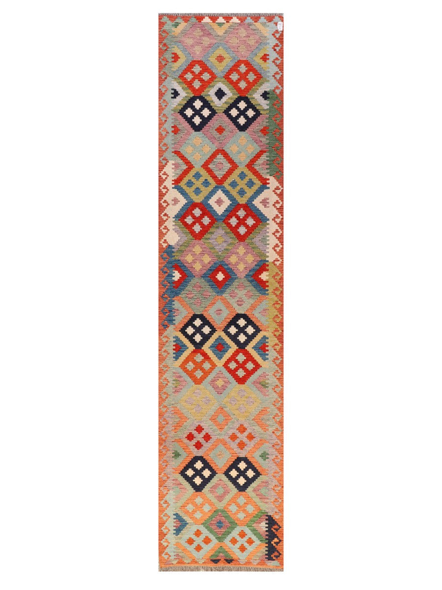 Maimana Afghanistan Kilim Runner - 383 x 86 cm - Handmade