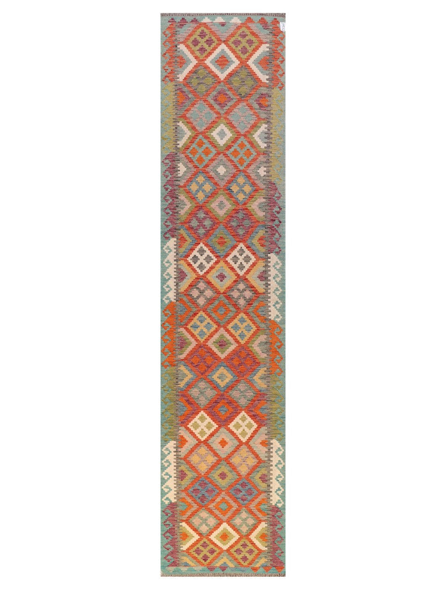 Maimana Afghanistan Kilim Runner - 388 x 83 cm - Handmade