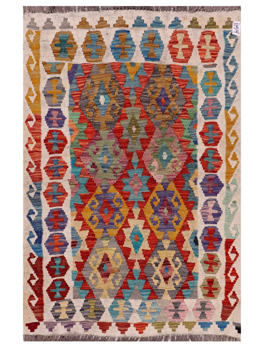 Maimana Afghanistan Kilim Rug - 145 x101 cm - Handmade