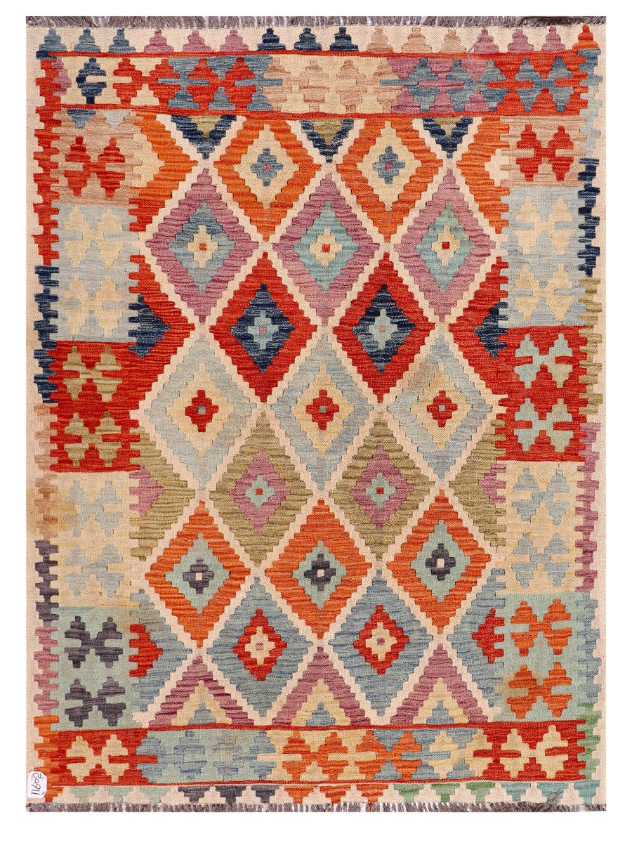 Maimana Afghanistan Kilim Rug - 193 x148 cm - Handmade