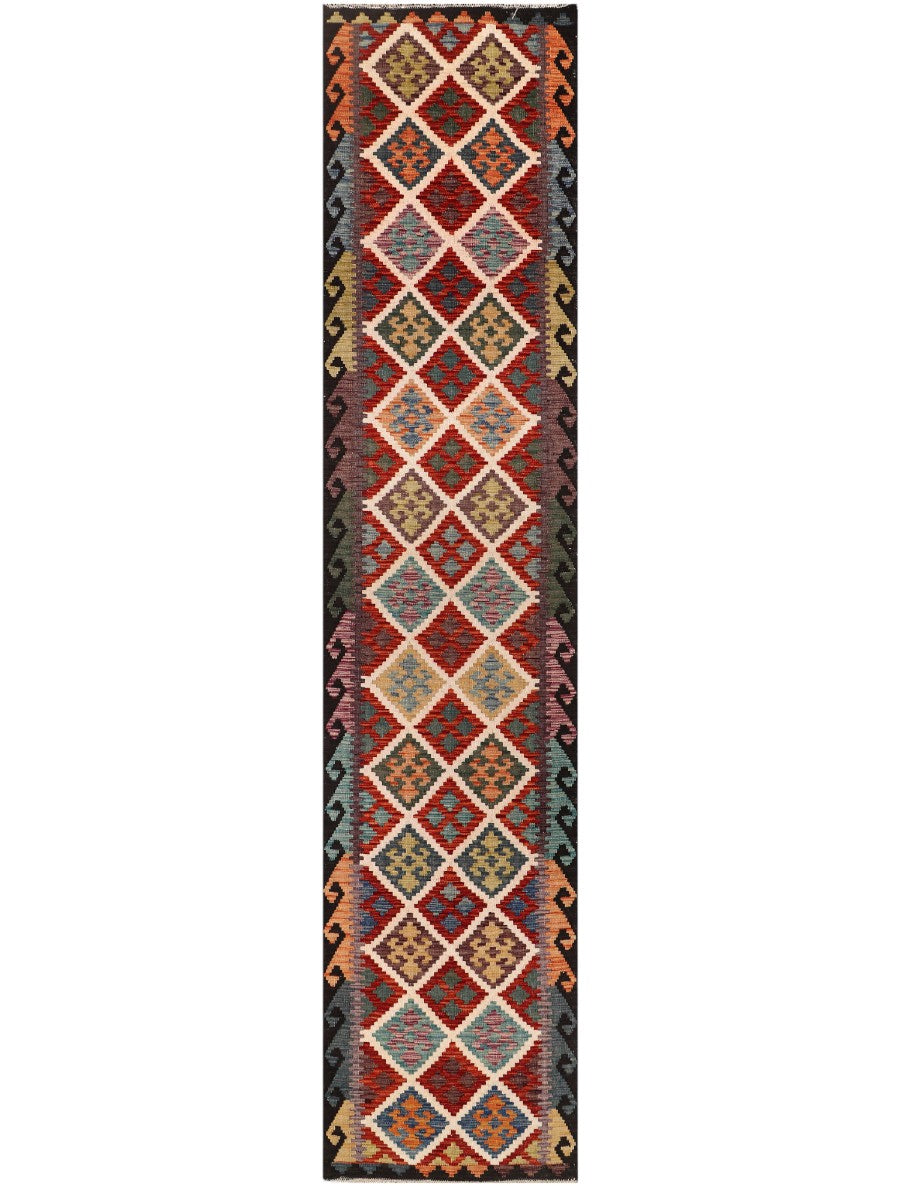 Maimana Afghanistan Kilim Runner - 388 x 84 cm - Handmade