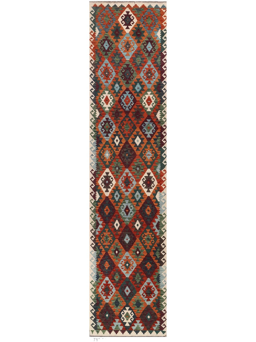 Maimana Afghanistan Kilim Runner - 393 x 91 cm - Handmade