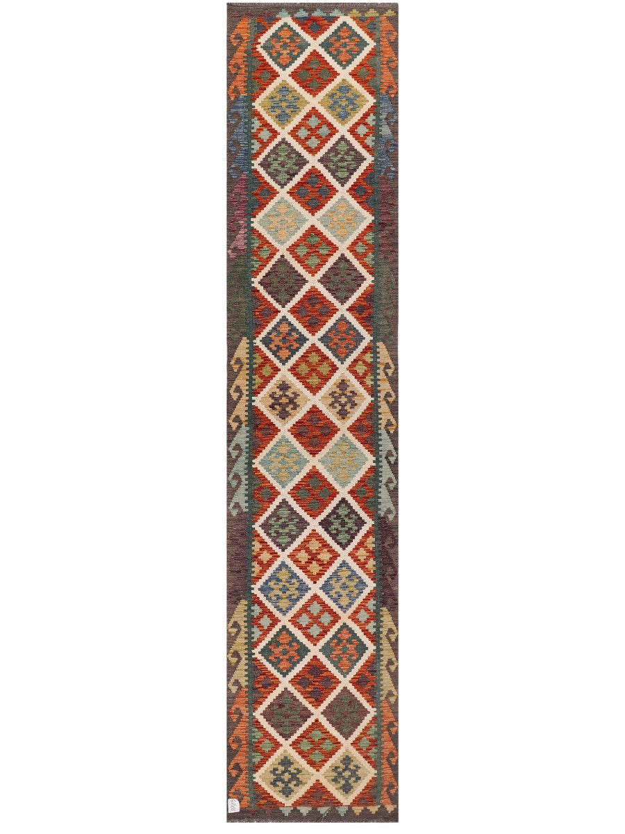 Maimana Afghanistan Kilim Runner - 386 x 81 cm - Handmade