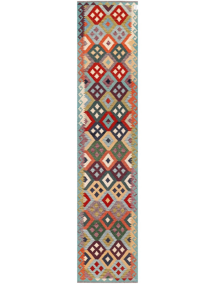 Maimana Afghanistan Kilim Runner - 384 x 83 cm - Handmade