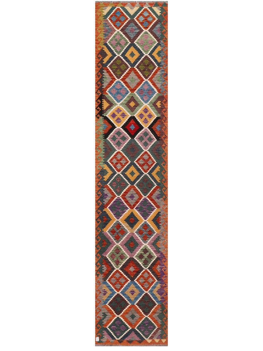 Maimana Afghanistan Kilim Runner - 384 x 81 cm - Handmade