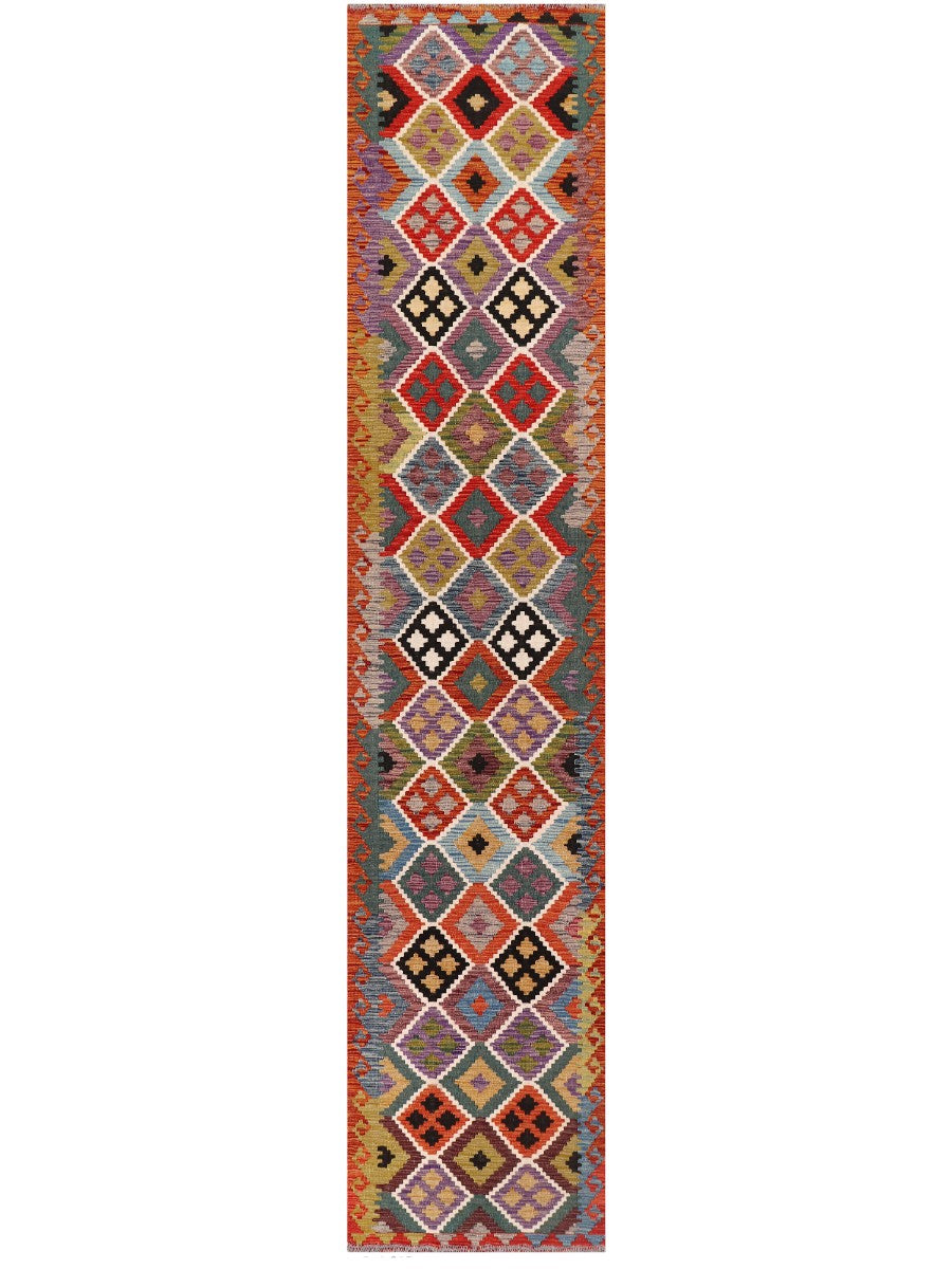 Maimana Afghanistan Kilim Runner - 387 x 80 cm - Handmade