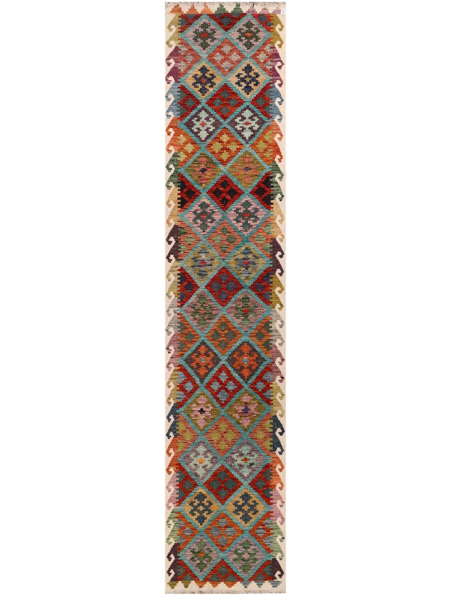 Maimana Afghanistan Kilim Runner - 391 x 80 cm - Handmade