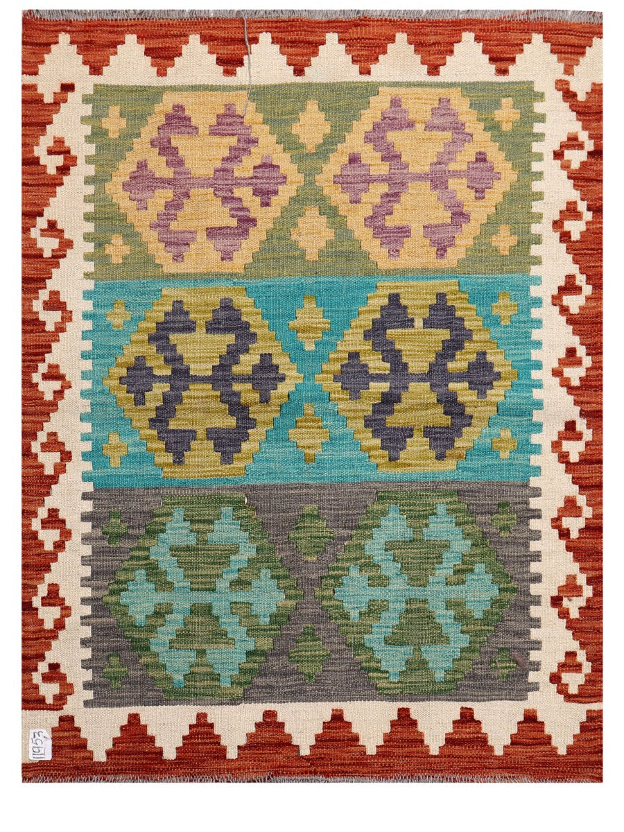 Maimana Afghanistan Kilim Rug - 121 x 94 cm - Handmade