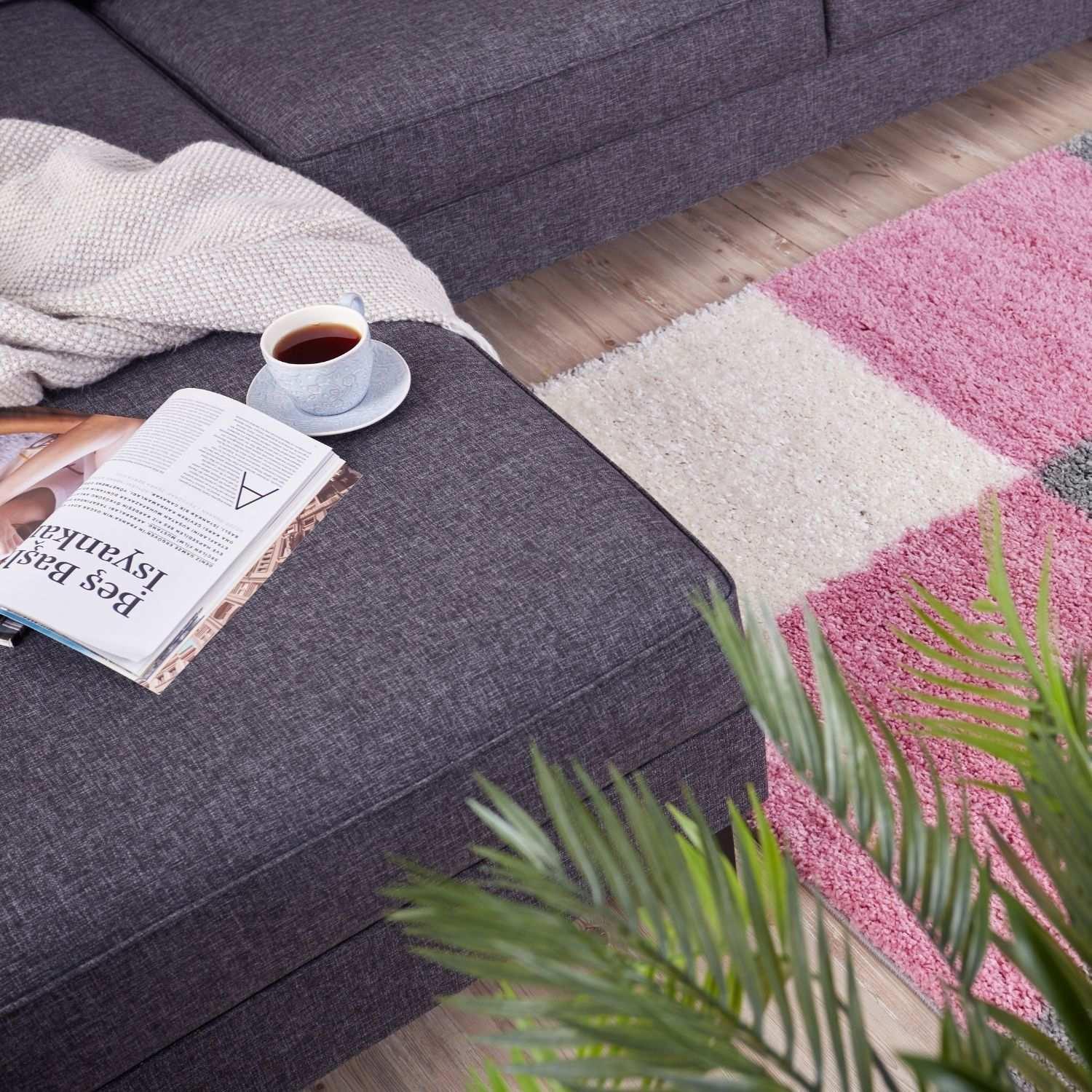 11_Geometric_Design_Thick_Shaggy_Area_Rugs_Pink - Bobobiy