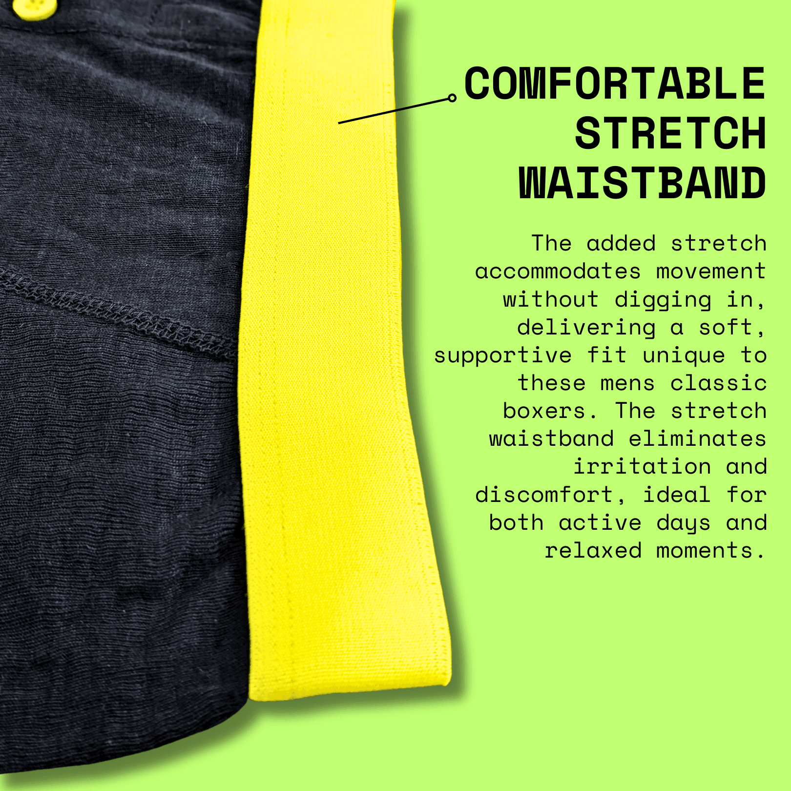 6 Pack Classic Menswear Black Cotton Blend Boxer Shorts Breathable Activewear Comfortable Stretch Colourful Waistband Durable Lightweight Button Fly Underwear MB08