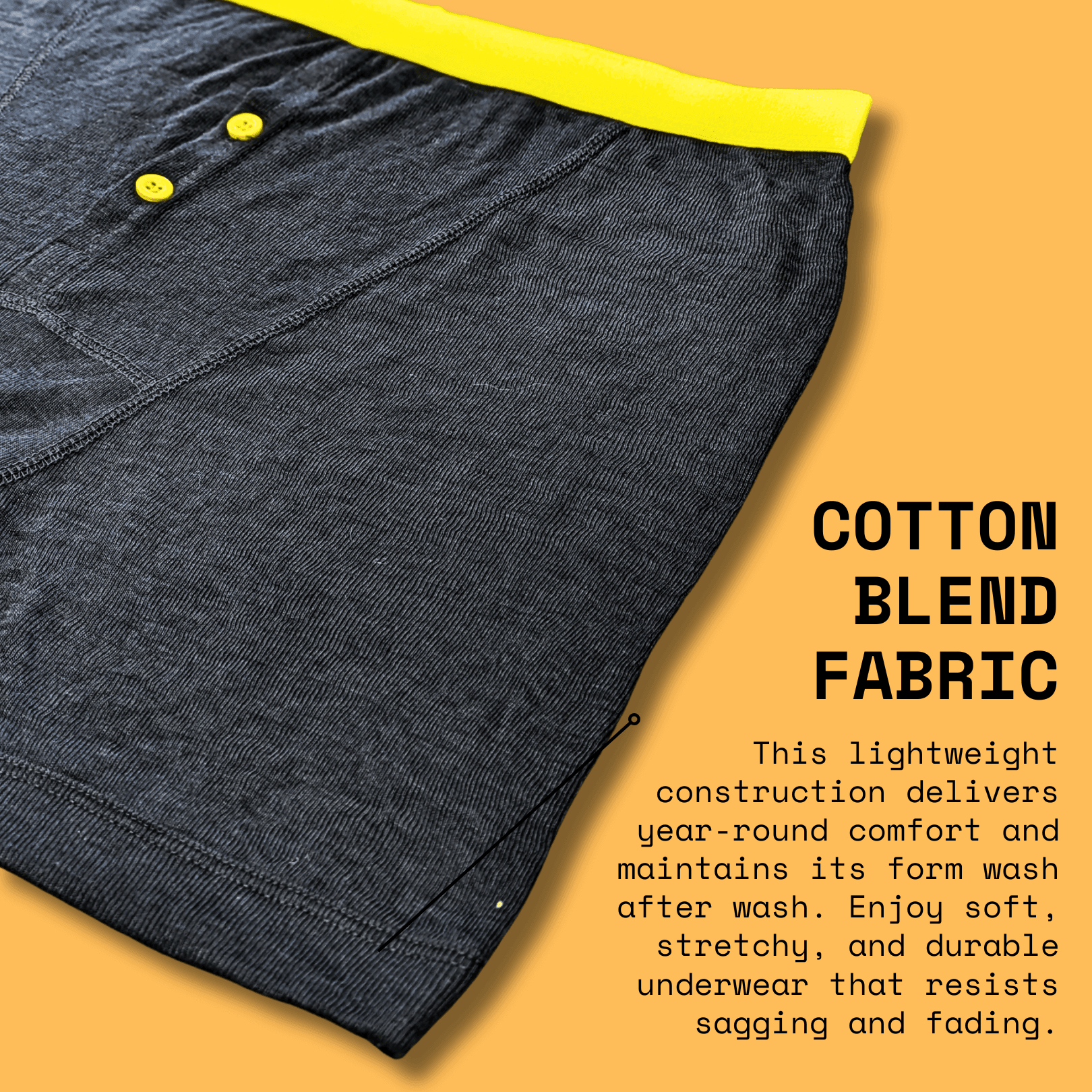 6 Pack Classic Menswear Black Cotton Blend Boxer Shorts Breathable Activewear Comfortable Stretch Colourful Waistband Durable Lightweight Button Fly Underwear MB08