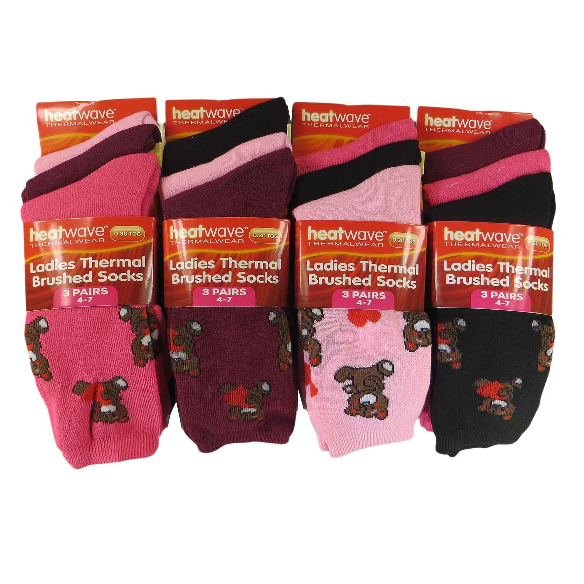 12-pack-womens-thermal-winter-socks-extra-warm-for-cold-weather-high-insulation-with-2-3-tog-rating-perfect-for-work-boots-and-outdoor-activities-by-heatwave-thermalwear-bears-4-7-soc - Bobobiy